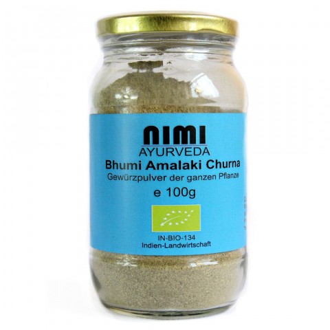 Bhumi-amalaki arba Phyllanthus Niruri (kreivasis lapainis) medžio lapų milteliai, ekologiški, Nimi Ayurveda, 100g