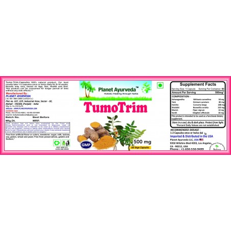 Uztura bagātinātājs TumoTrim, Planet Ayurveda, organisks, 60 kapsulas
