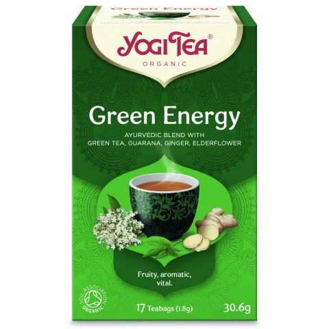 Zaļā zāļu tēja Green Energy, Yogi Tea, 17 maisiņi
