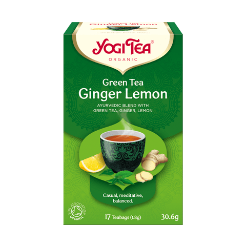 Zaļā zāļu tēja ar ingveru un citronu, organiska, Yogi Tea, 17 paciņas