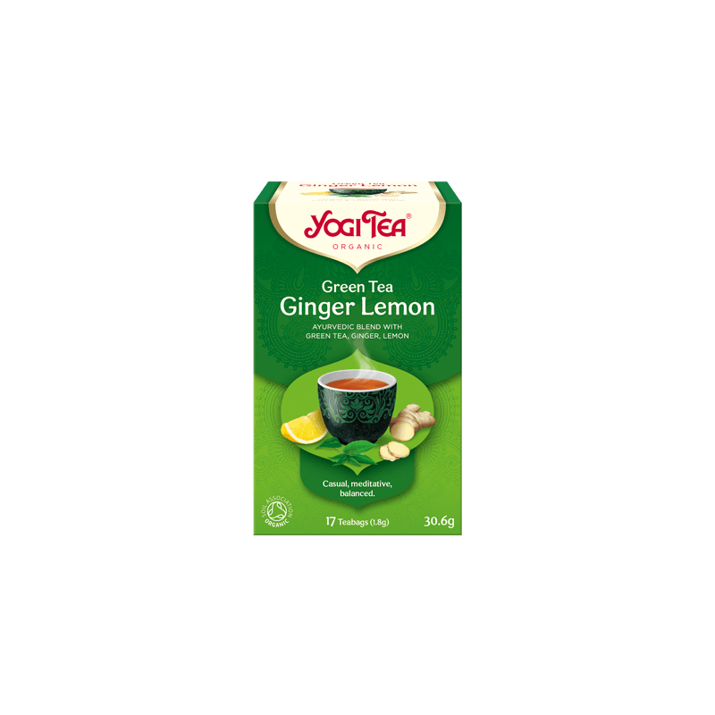 Zaļā zāļu tēja ar ingveru un citronu, organiska, Yogi Tea, 17 paciņas