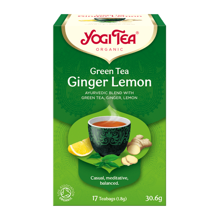 Зеленый травяной чай с имбирем и лимоном, органический, Yogi Tea, 17 пакетиков