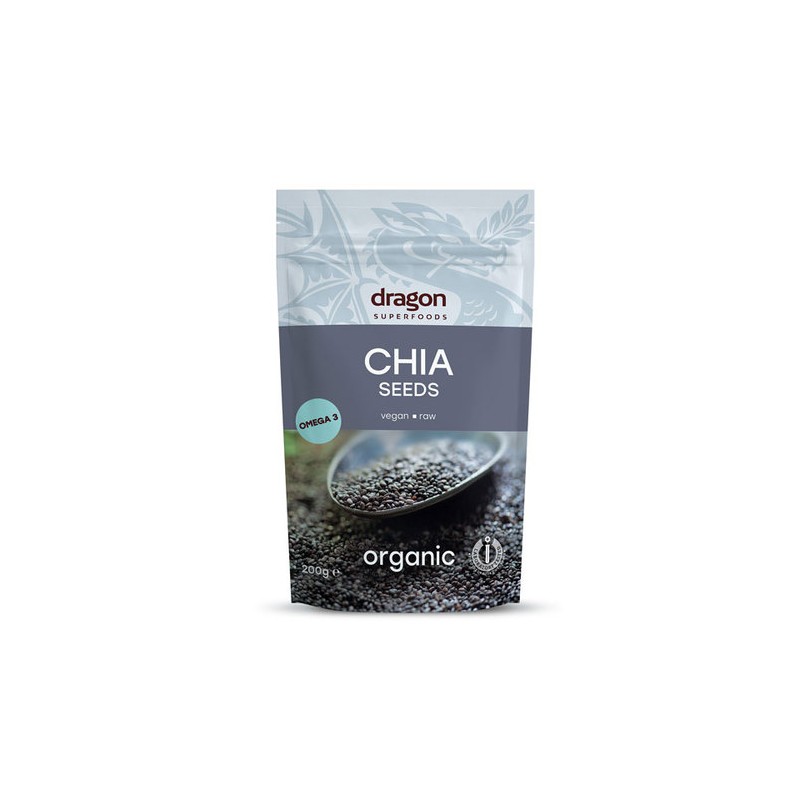 Spāņu salvijas sēklas Chia, organiskas, Dragon Superfoods, 200 g