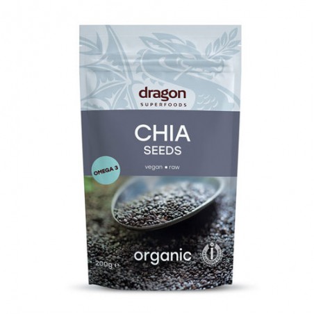 Spāņu salvijas sēklas Chia, organiskas, Dragon Superfoods, 200 g