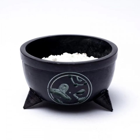Soapstone bowl for incense Ohm with white stones
