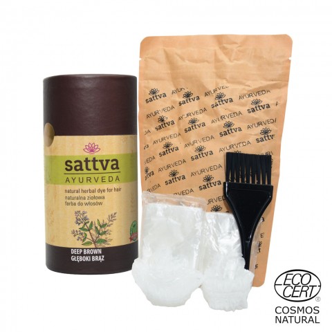 Растительная краска для каштановых волос Deep Brown, Sattva Ayurveda, 150г