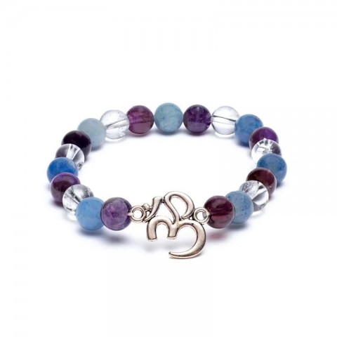 Amethyst and aventurine bracelet with rock crystal OHM, 8mm