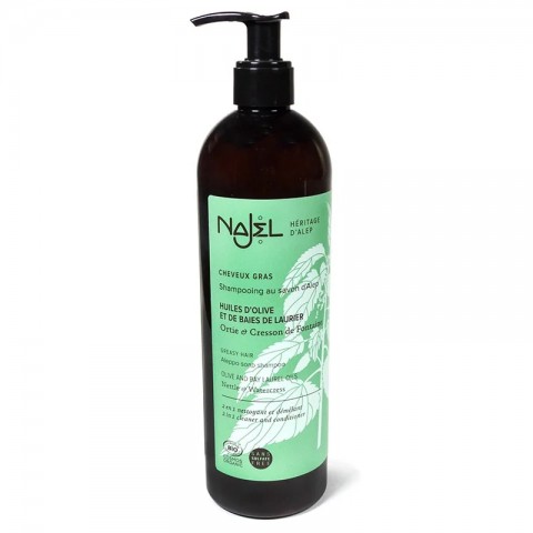 Organisks šampūns-kondicionieris taukainiem matiem Aleppo 2in1, Najel, 500 ml