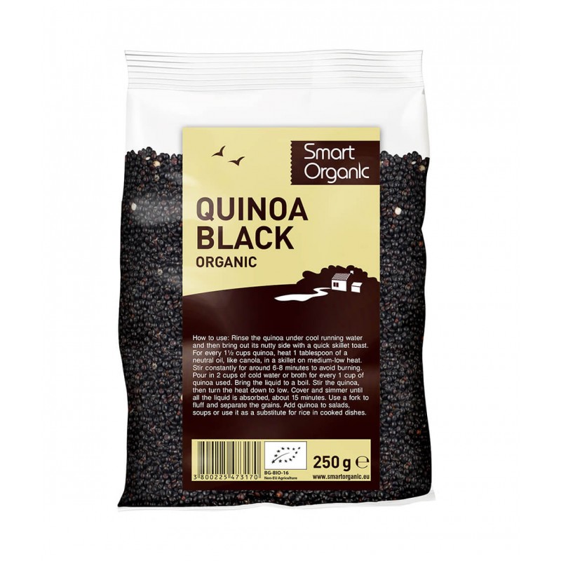 Melnas kvinoja pārslas Quinoa Black, organiskas, Smart Organic, 250 g