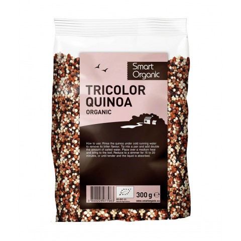 Trīskrāsainas kvinoja pārslas Quinoa Tricolor, organiskas, Smart Organic, 300 g