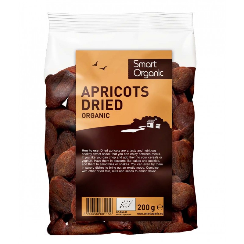 Žāvētas aprikozes, bioloģiski audzētas, Smart Organic, 200g
