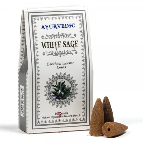 Ajūrvēdas atpakaļplūsmas vīraka konusi BackFlow White Sage, Ayurvedic, 30 g