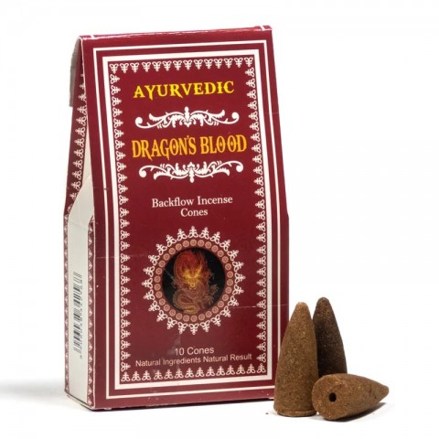 Ajūrvēdas atpakaļplūsmas vīraka konusi BackFlow Dragon's Blood, Ayurvedic, 30 g