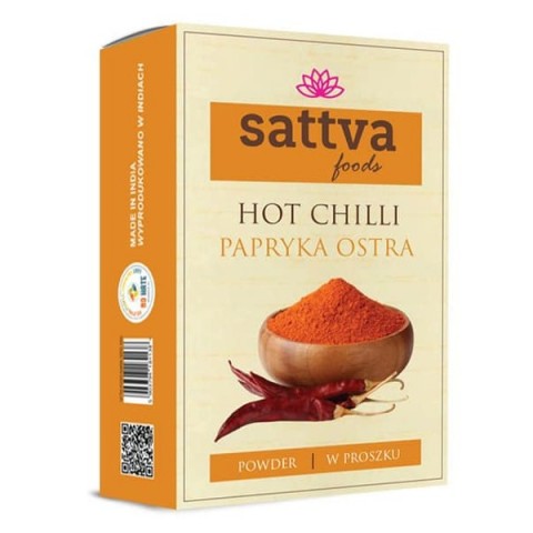 Čili piparu pulveris Hot Chilli, Sattva Foods, 100g