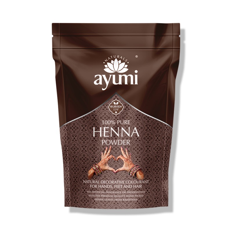 Chna (Mendhi) pūderis ķermeņa apgleznošanai un matiem Pure Henna, Ayumi, 200 g