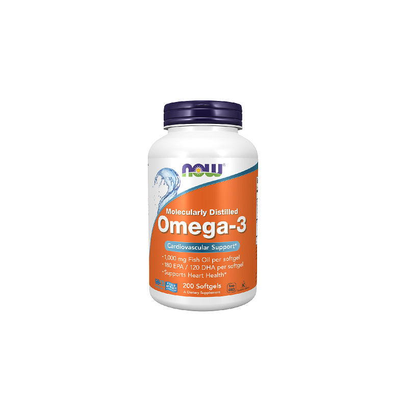 Uztura bagātinātājs Omega-3 zivju eļļa 1000 mg, NOW, 200 kapsulas