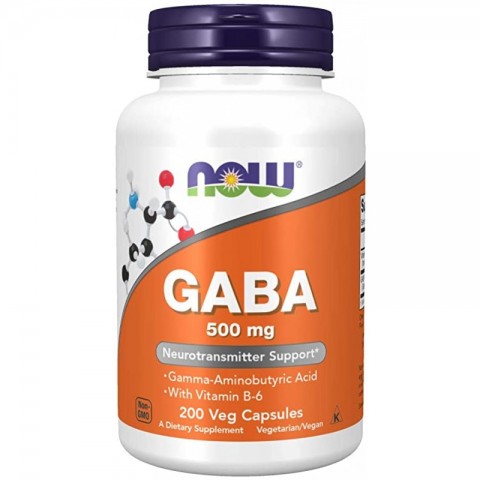 Gamma-aminosviestskābe GABA, NOW, 500 mg, 200 kapsulas