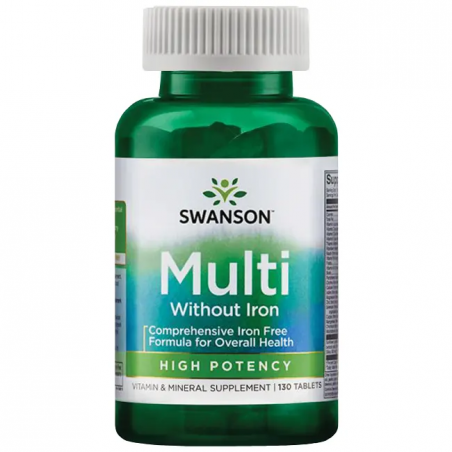 Super multivitamīnu un minerālvielu komplekss bez dzelzs, Swanson, 1500mg, 130 tabletes