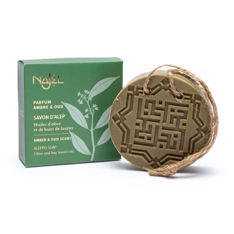 Olive and herbal soap with string Amber-Oud aroma, Njel, 150g